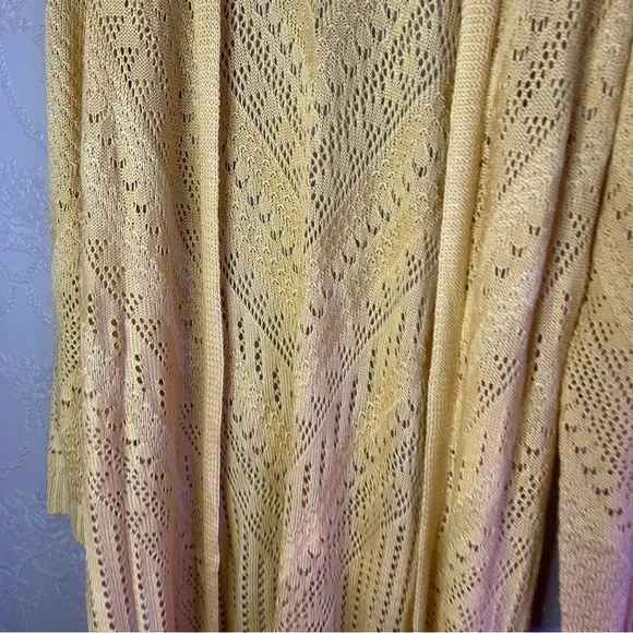 Yellow Open Knit Women's Sweater Love Ellie L Stitch Fix crochet butter yellow - Picture 2 of 4